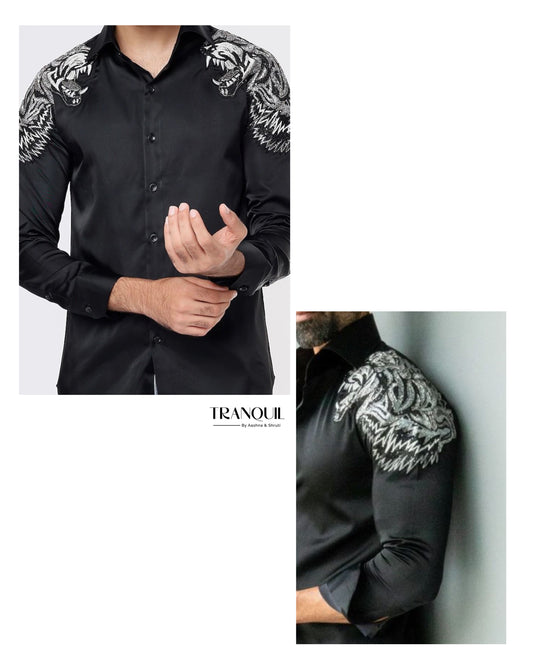 Black Shoulder Patch Shirt